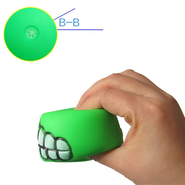 😆 Funny Dog Teeth Ball Toy – Squeaky Silicone Chew Ball for Dogs & Cats 🦷🎾