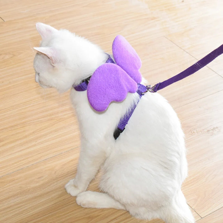 Angel Wings Pet Harness & Leash Set – Cute Lead for Cats, Puppies & Rabbits
