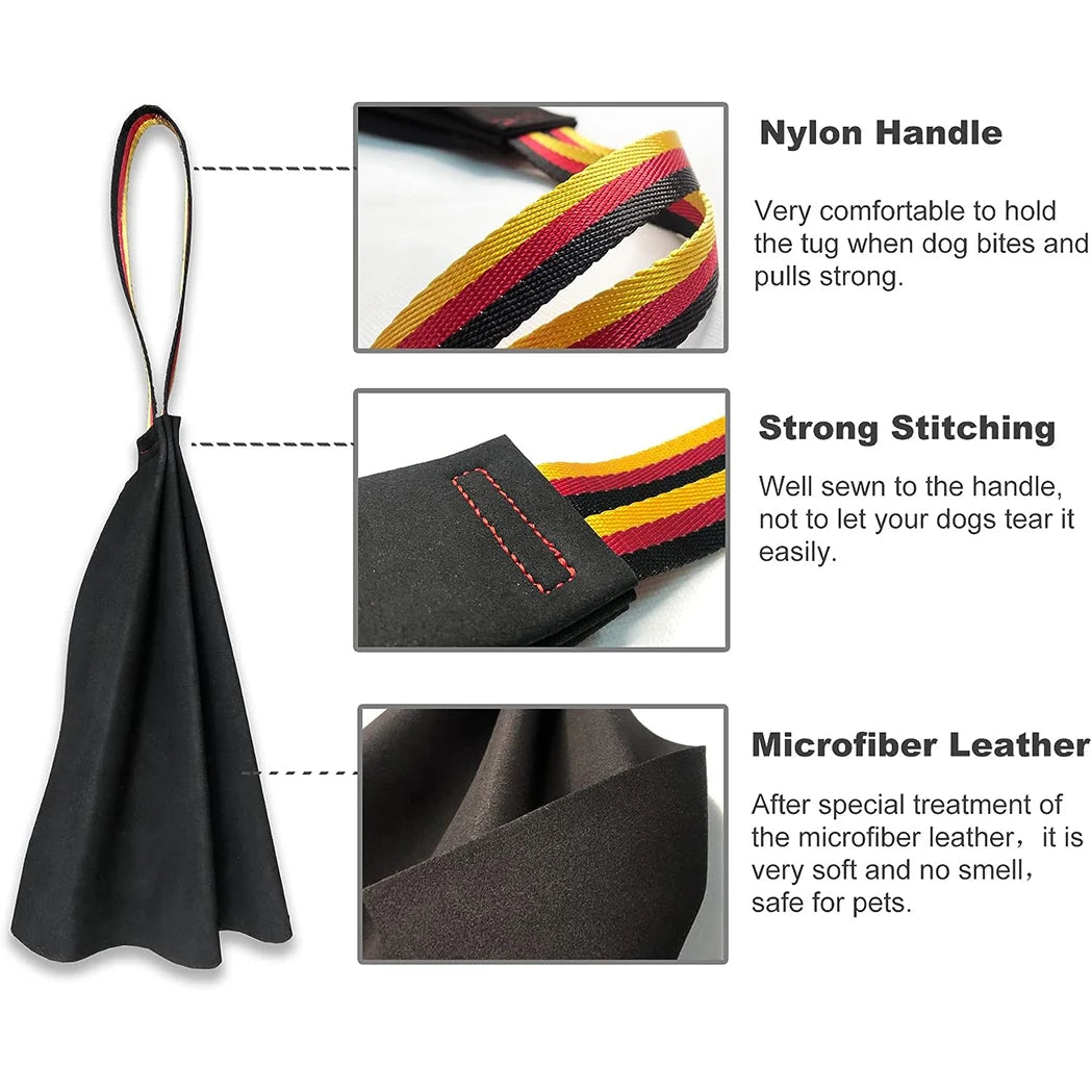 Interactive Flirt Pole for Dogs – Leather Bite Rag & Puppy Ball Toy for K9 Training, Teething & Play