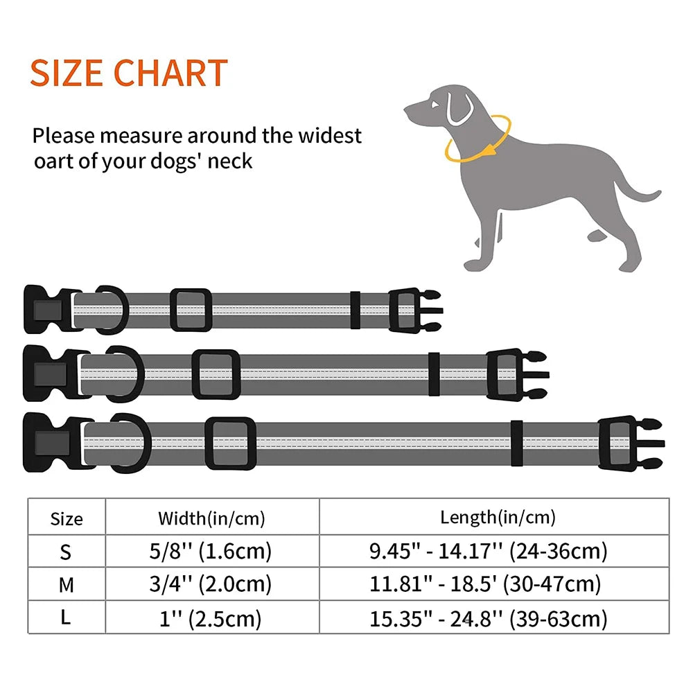 🐶 Waterproof Adjustable Dog Collar – Soft, Durable & Reflective (S/M/L)