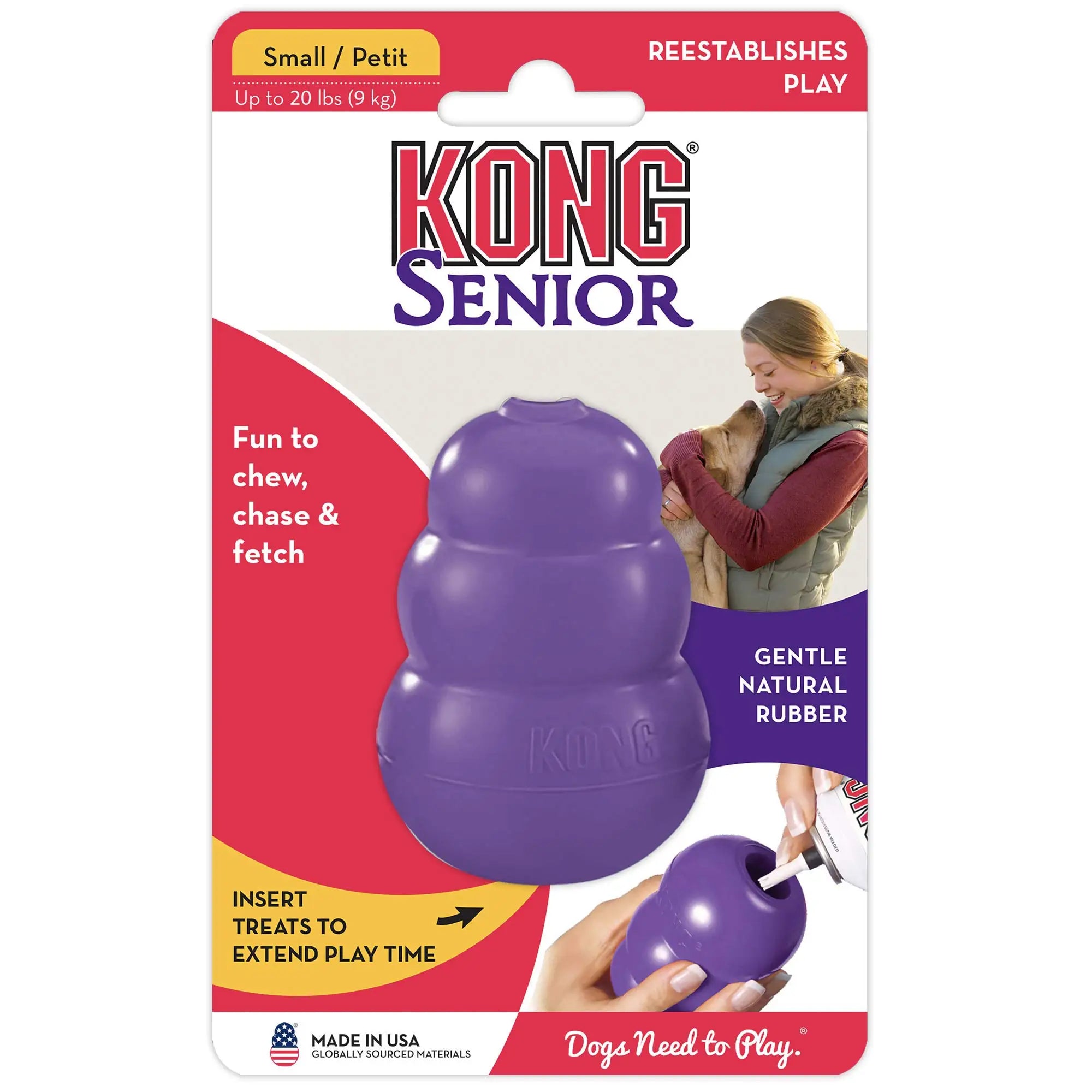 KONG Senior Dog Toy – Gentle Rubber Chew & Fetch (Purple) 💜🐾