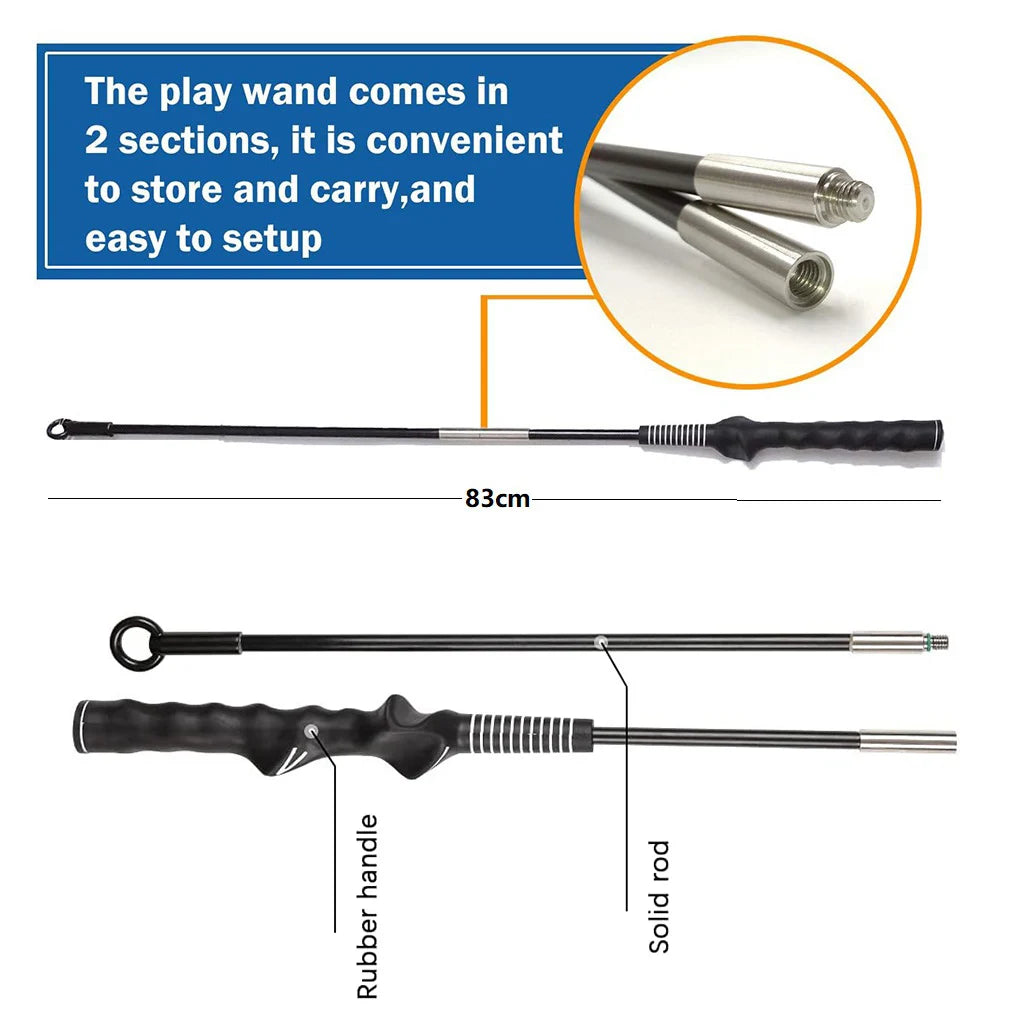 Interactive Flirt Pole for Dogs – Leather Bite Rag & Puppy Ball Toy for K9 Training, Teething & Play