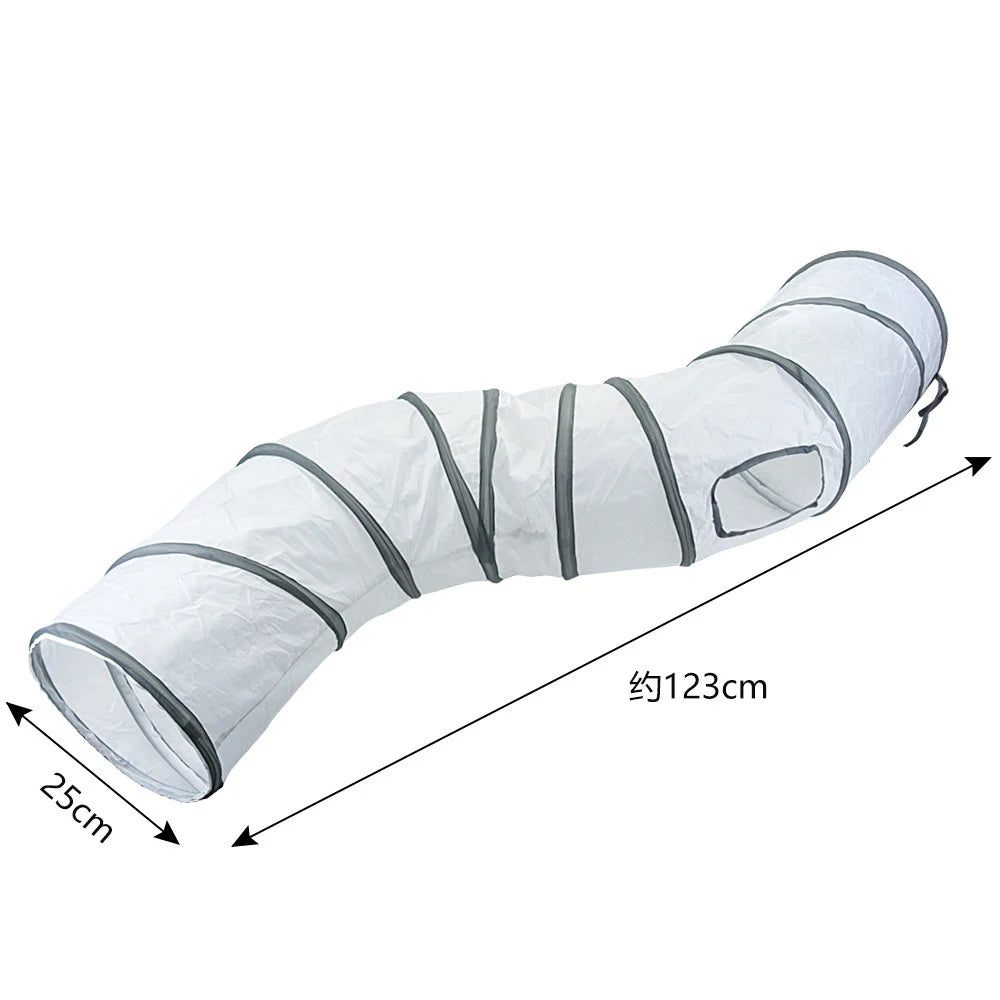 White Foldable Cat Tunnel – Interactive Fun Play Tube for Kittens and Cats