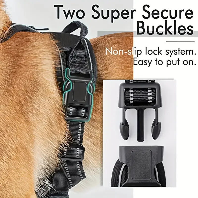 🐶 German Oak Cooling Dog Set – Escape-Proof Harness Vest & Leather Collar