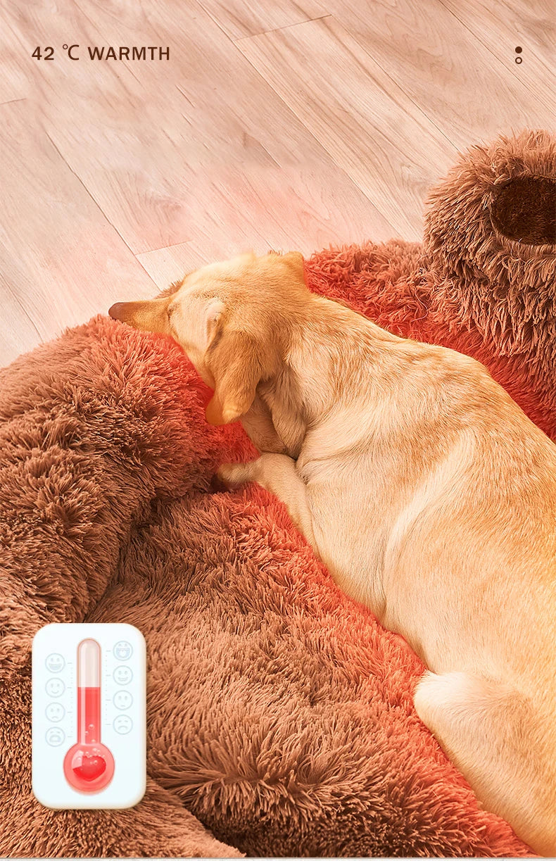 Plush Pet Dog Sofa Bed – Washable Warm Kennel for Small & Large Dogs and Cats