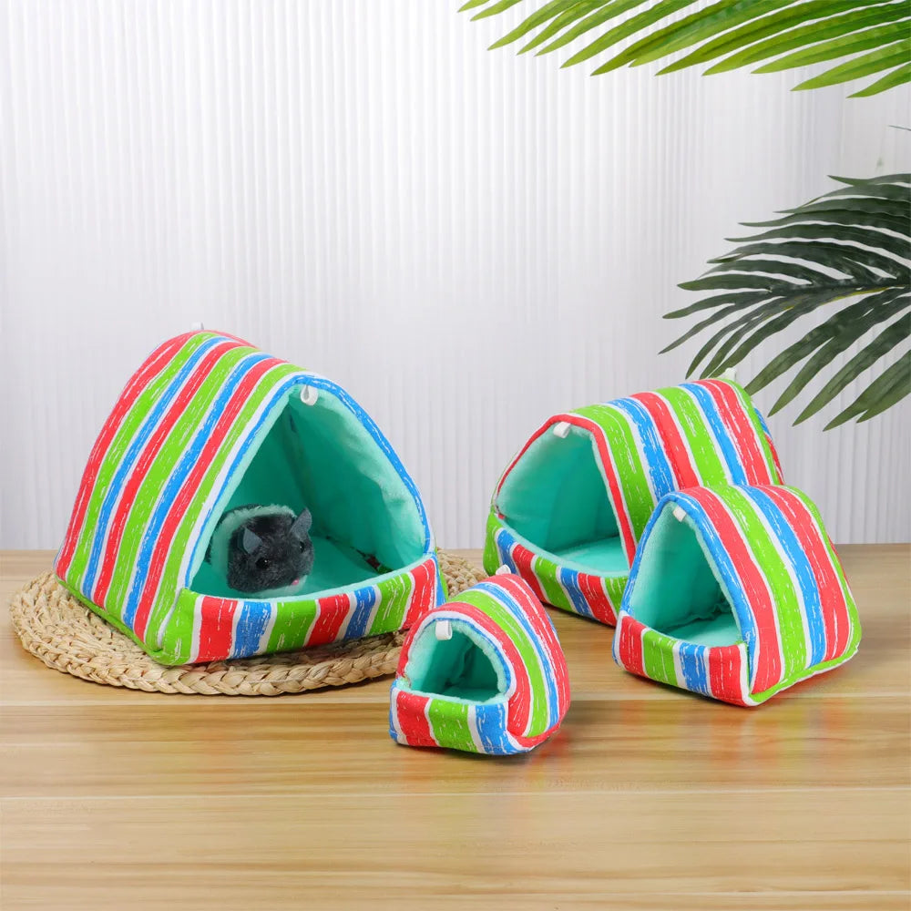 Cartoon Small Animal Bed – Soft Winter Nest for Hamsters, Guinea Pigs, Rabbits, and Squirrels