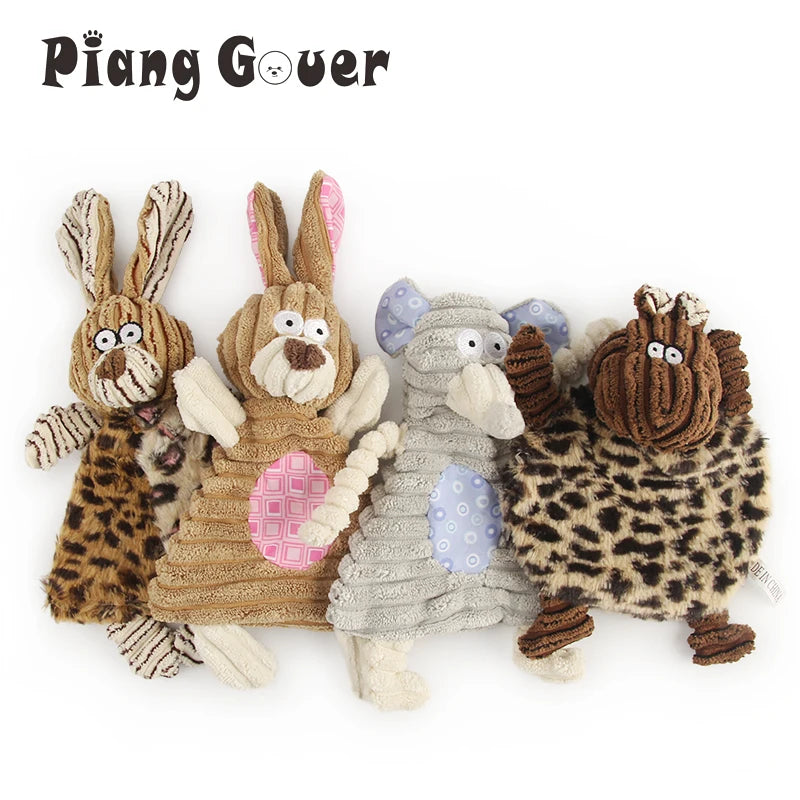 Corduroy Sound Squeaky Pet Toy – Cute Animal Shapes for Small Dogs & Puppies