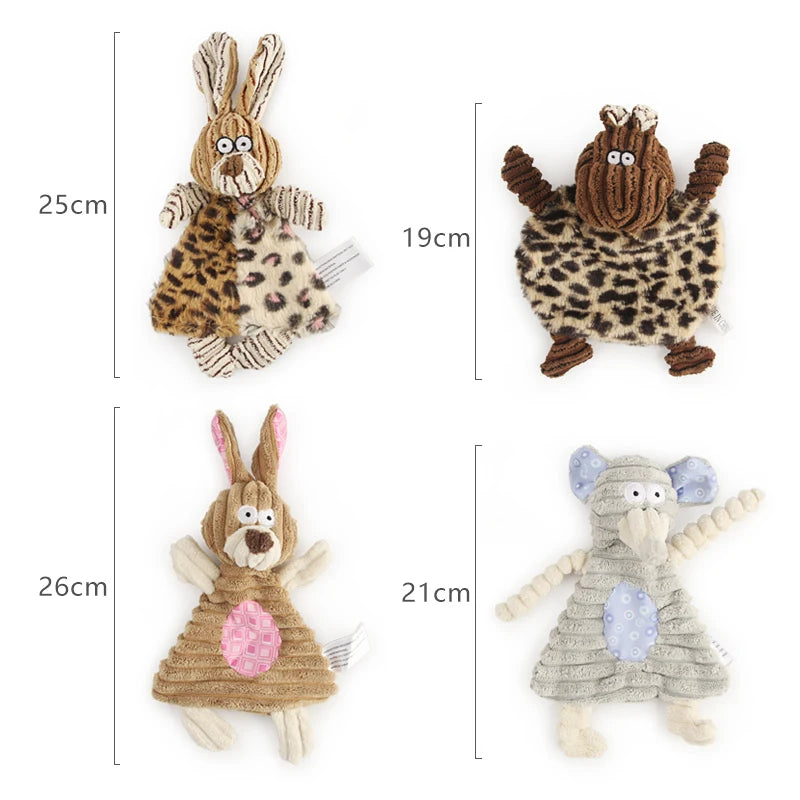 Corduroy Sound Squeaky Pet Toy – Cute Animal Shapes for Small Dogs & Puppies