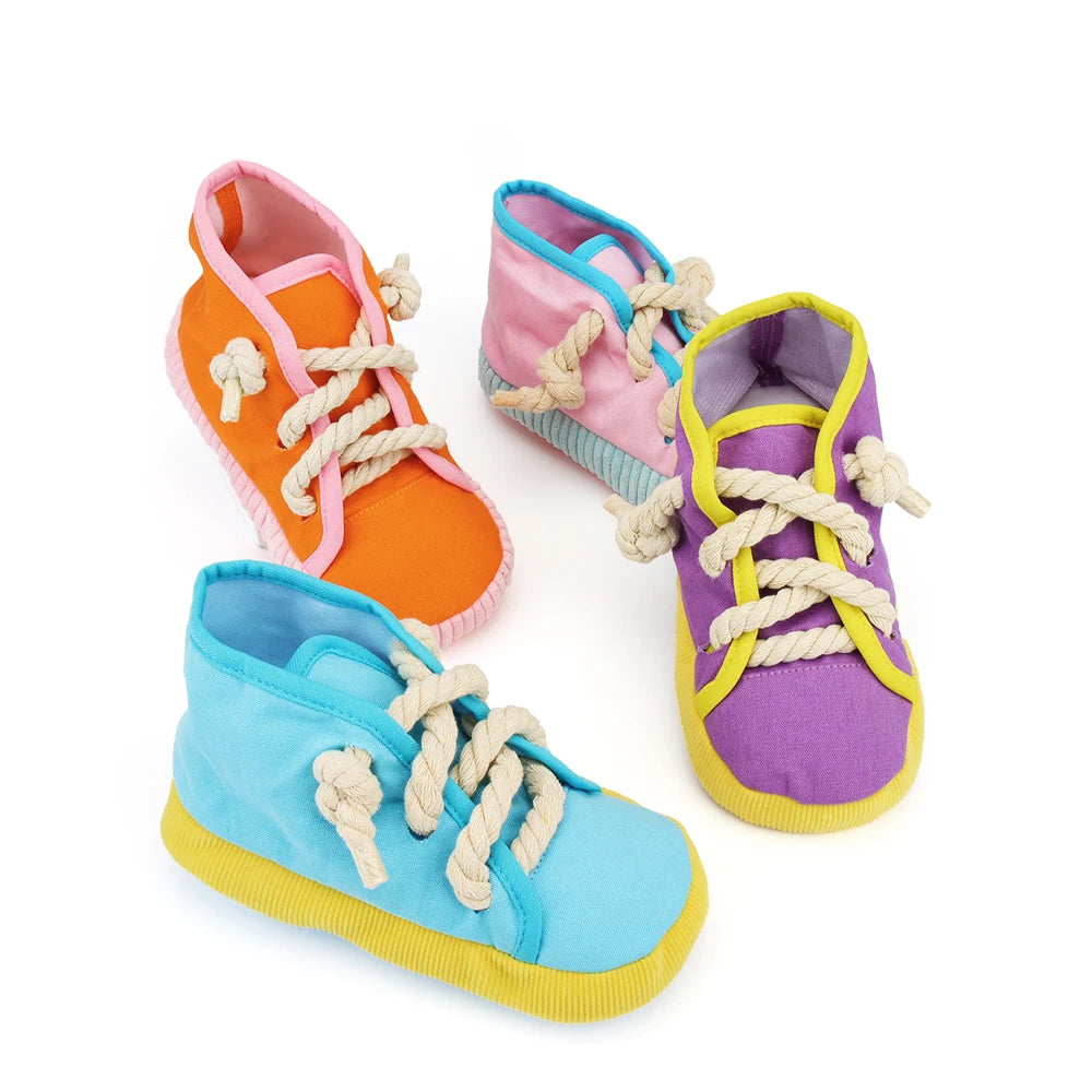 Shoe Plush Pet Toy – Squeaky Rope Chew for Dogs & Cats 👟🐾