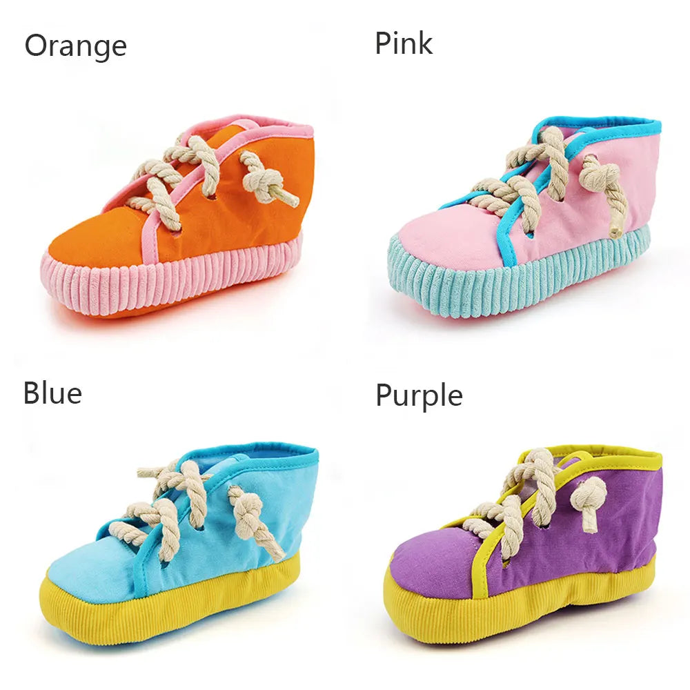 Shoe Plush Pet Toy – Squeaky Rope Chew for Dogs & Cats 👟🐾