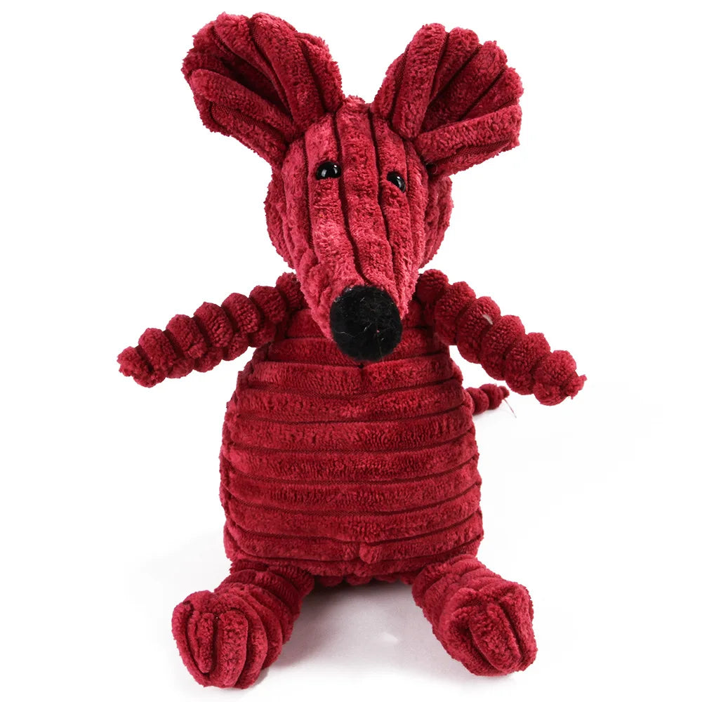🐵🐷 Corduroy Monkey & Pig Plush Dog Toy – Squeaky, Durable & Fun