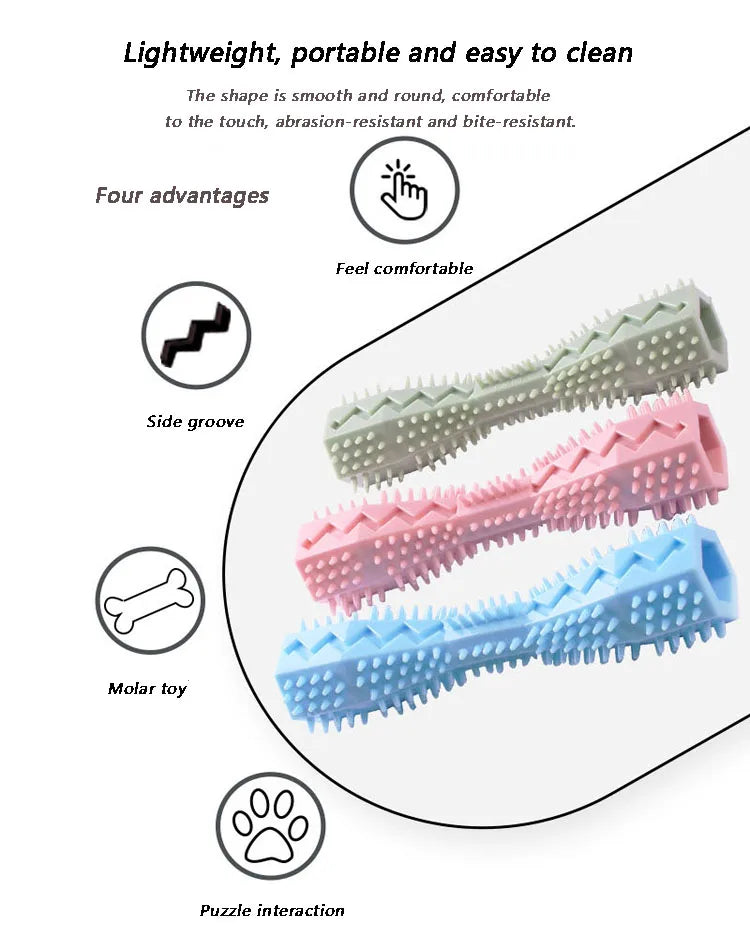 Dog Toothbrush Chew Toy 🐾 Durable Soft Rubber Stick for Teeth Cleaning