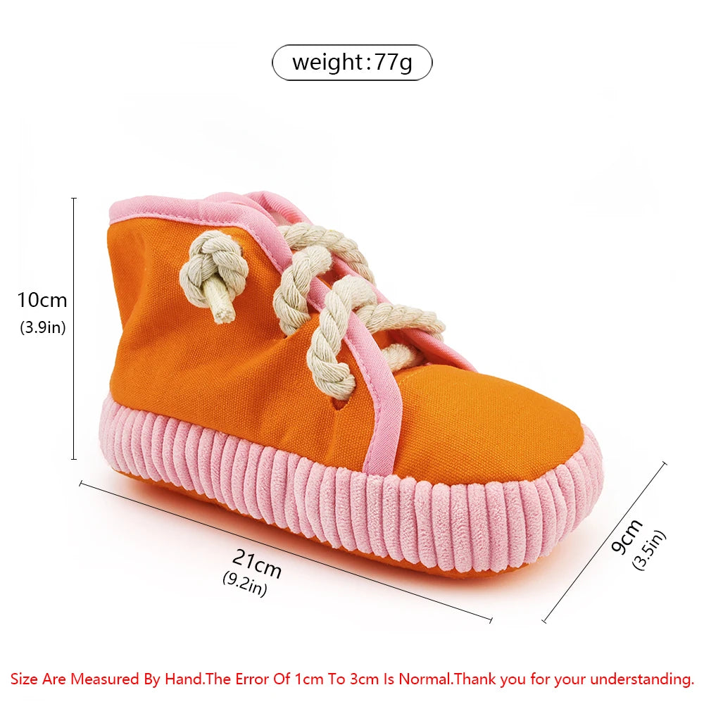 Shoe Plush Pet Toy – Squeaky Rope Chew for Dogs & Cats 👟🐾