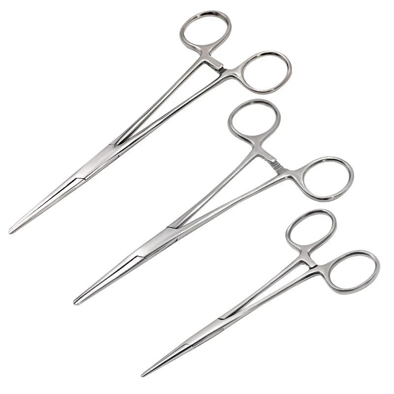 Stainless Steel Hemostatic Clamp Forceps – 18cm/16cm/14cm Straight & Curved Tips Surgical Tools