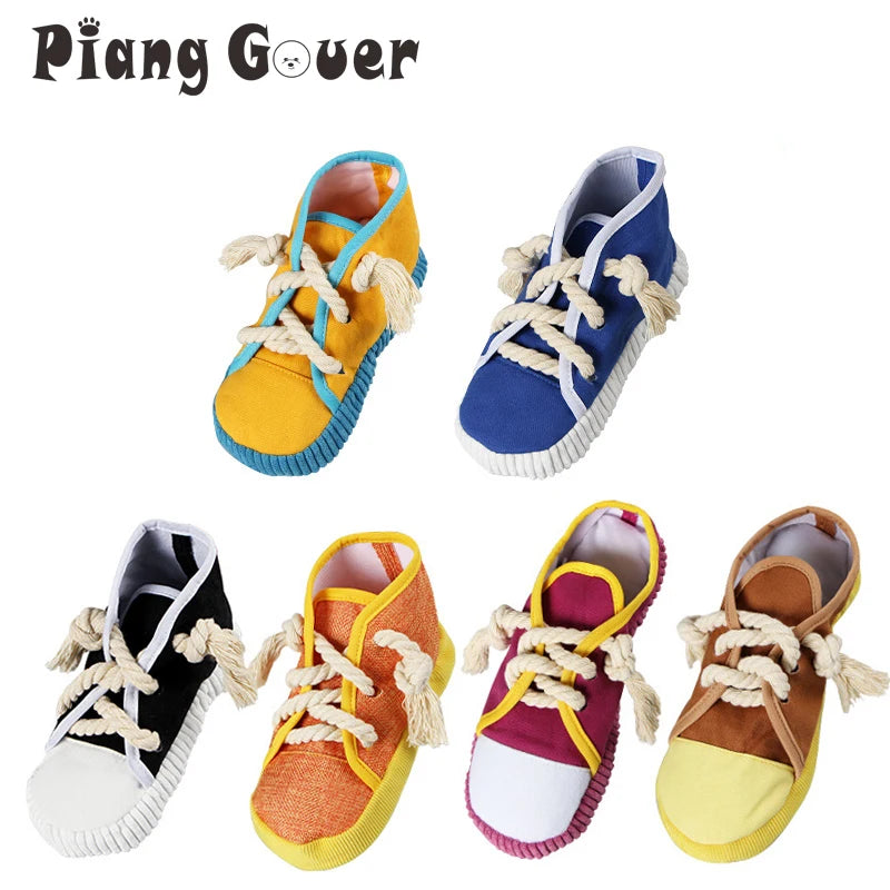 Shoe Plush Pet Toy – Squeaky Rope Chew for Dogs & Cats 👟🐾
