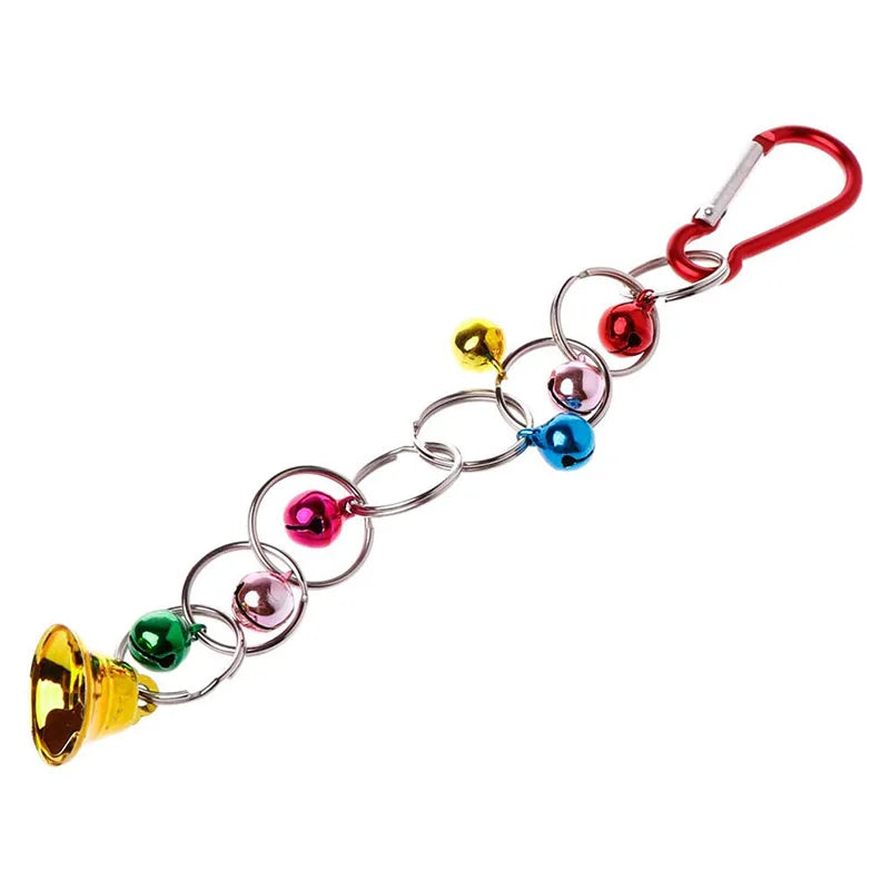 Parrot Hanging Swing Chain Toy with Bells – Bird Chew Ring Toy for Parakeets, Cockatiels, Budgies & More