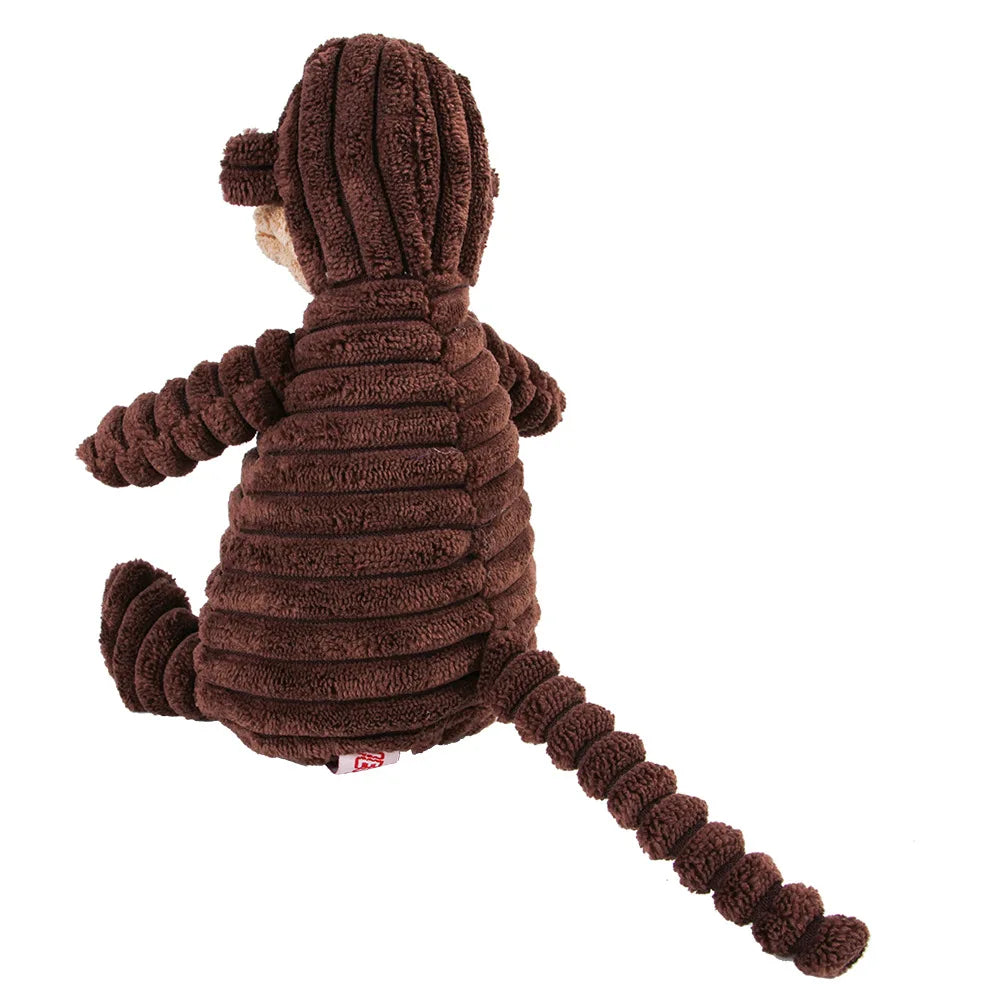 🐵🐷 Corduroy Monkey & Pig Plush Dog Toy – Squeaky, Durable & Fun