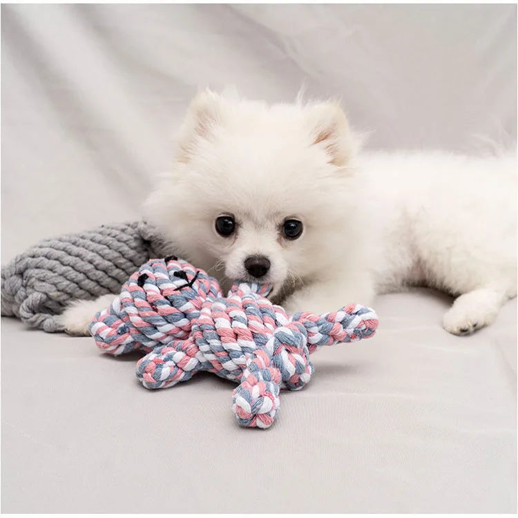 Bite-Resistant Rope Knot Ball Chew Toy for Small Dogs – Teeth Cleaning Puppy Toy