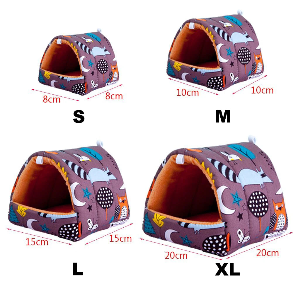 Cartoon Small Animal Bed – Soft Winter Nest for Hamsters, Guinea Pigs, Rabbits, and Squirrels