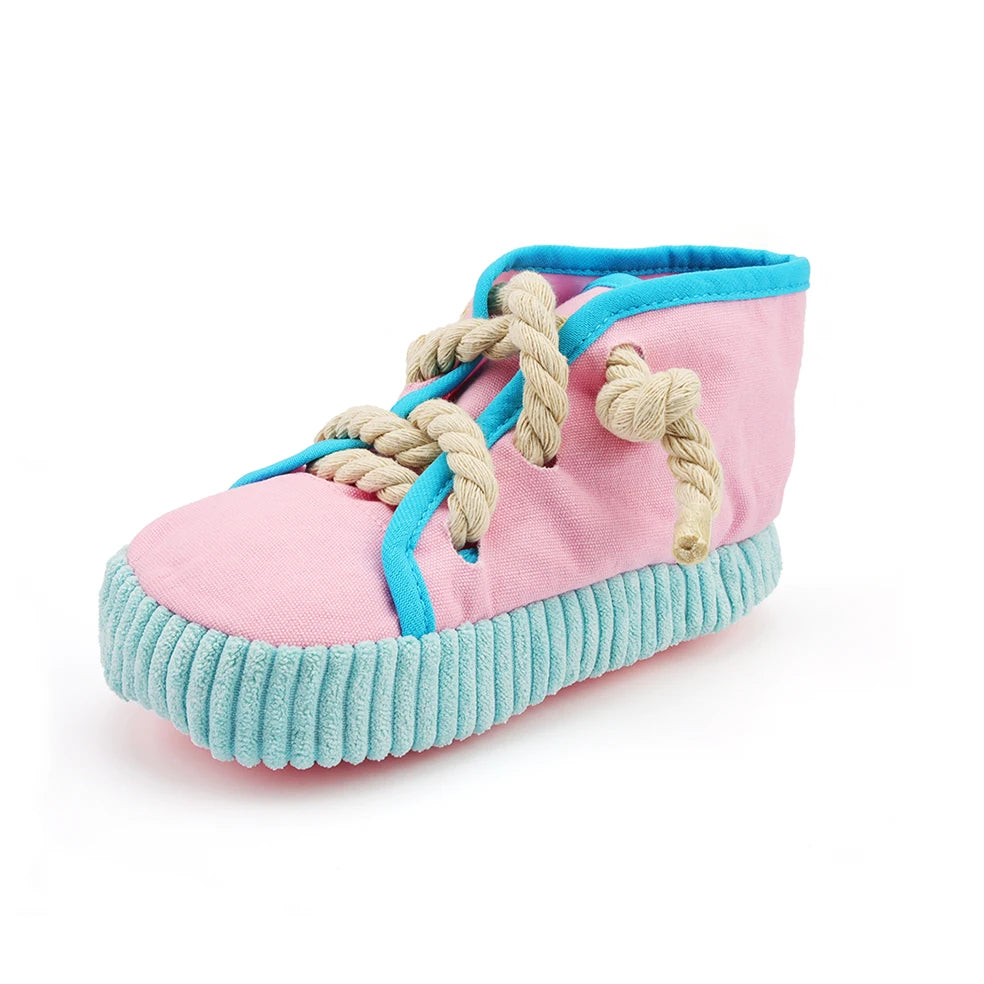 Shoe Plush Pet Toy – Squeaky Rope Chew for Dogs & Cats 👟🐾