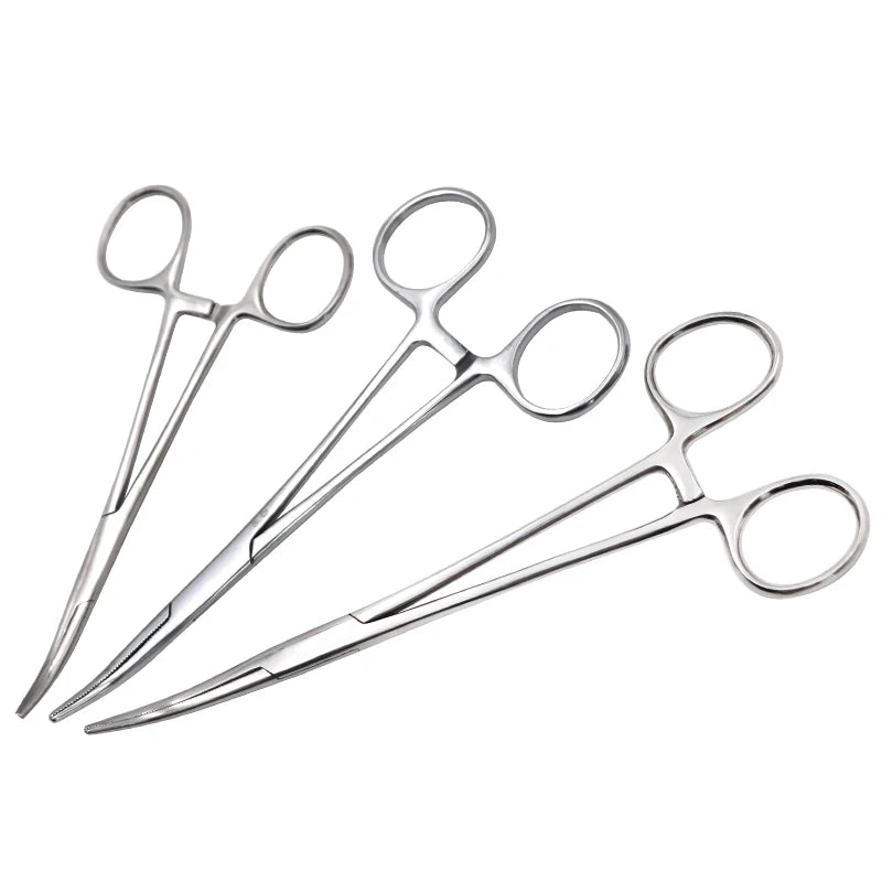 Stainless Steel Hemostatic Clamp Forceps – 18cm/16cm/14cm Straight & Curved Tips Surgical Tools