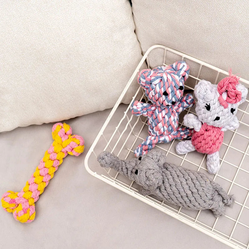 Bite-Resistant Rope Knot Ball Chew Toy for Small Dogs – Teeth Cleaning Puppy Toy