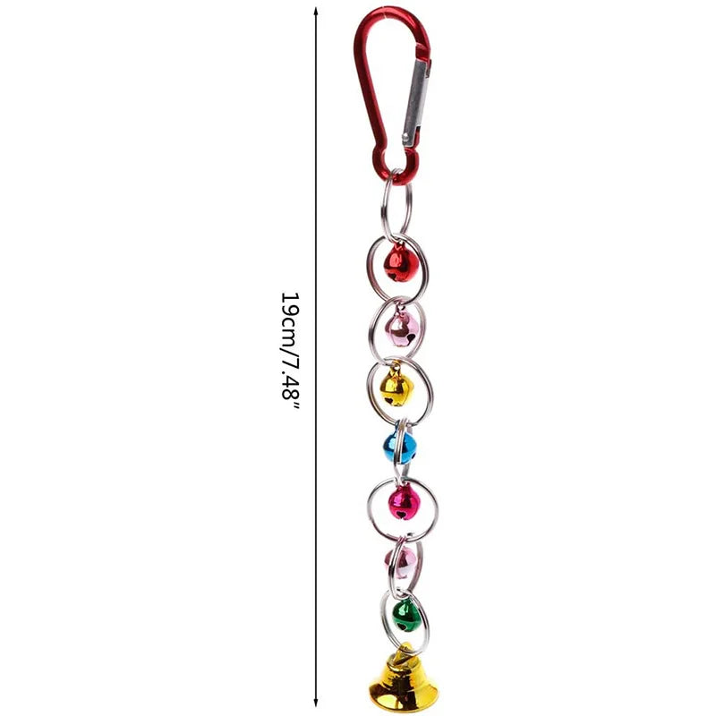 Parrot Hanging Swing Chain Toy with Bells – Bird Chew Ring Toy for Parakeets, Cockatiels, Budgies & More