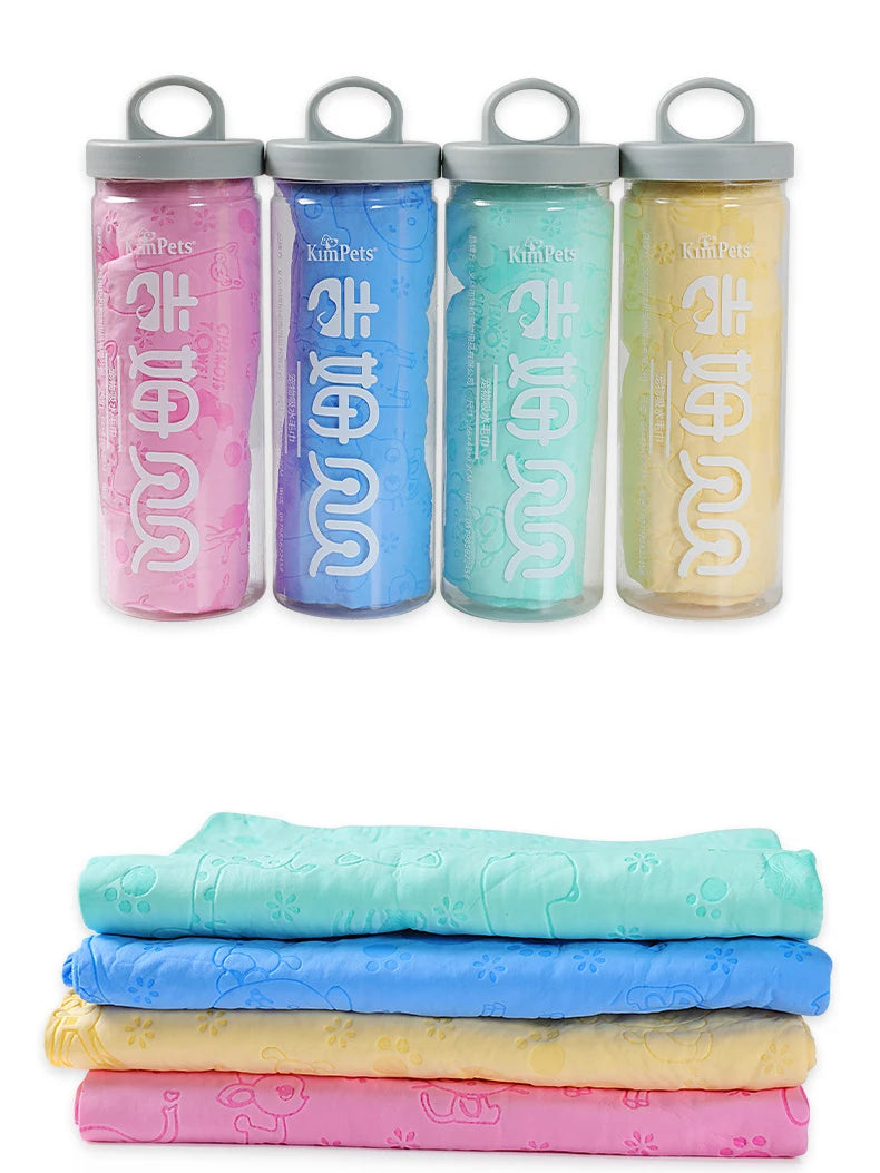 Synthetic Deerskin Pet Bath Towels – Quick-Drying, Lint-Free Towel with Storage Bucket