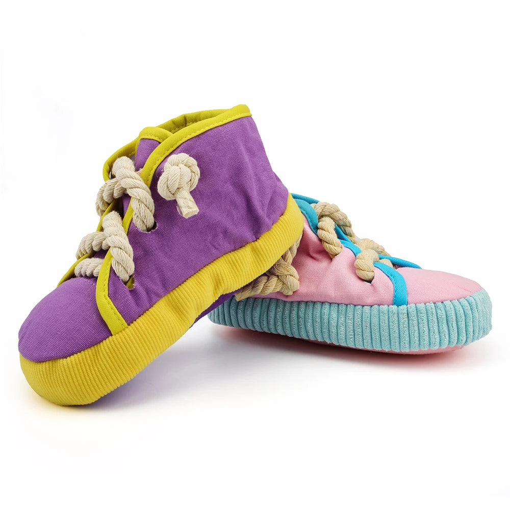 Shoe Plush Pet Toy – Squeaky Rope Chew for Dogs & Cats 👟🐾