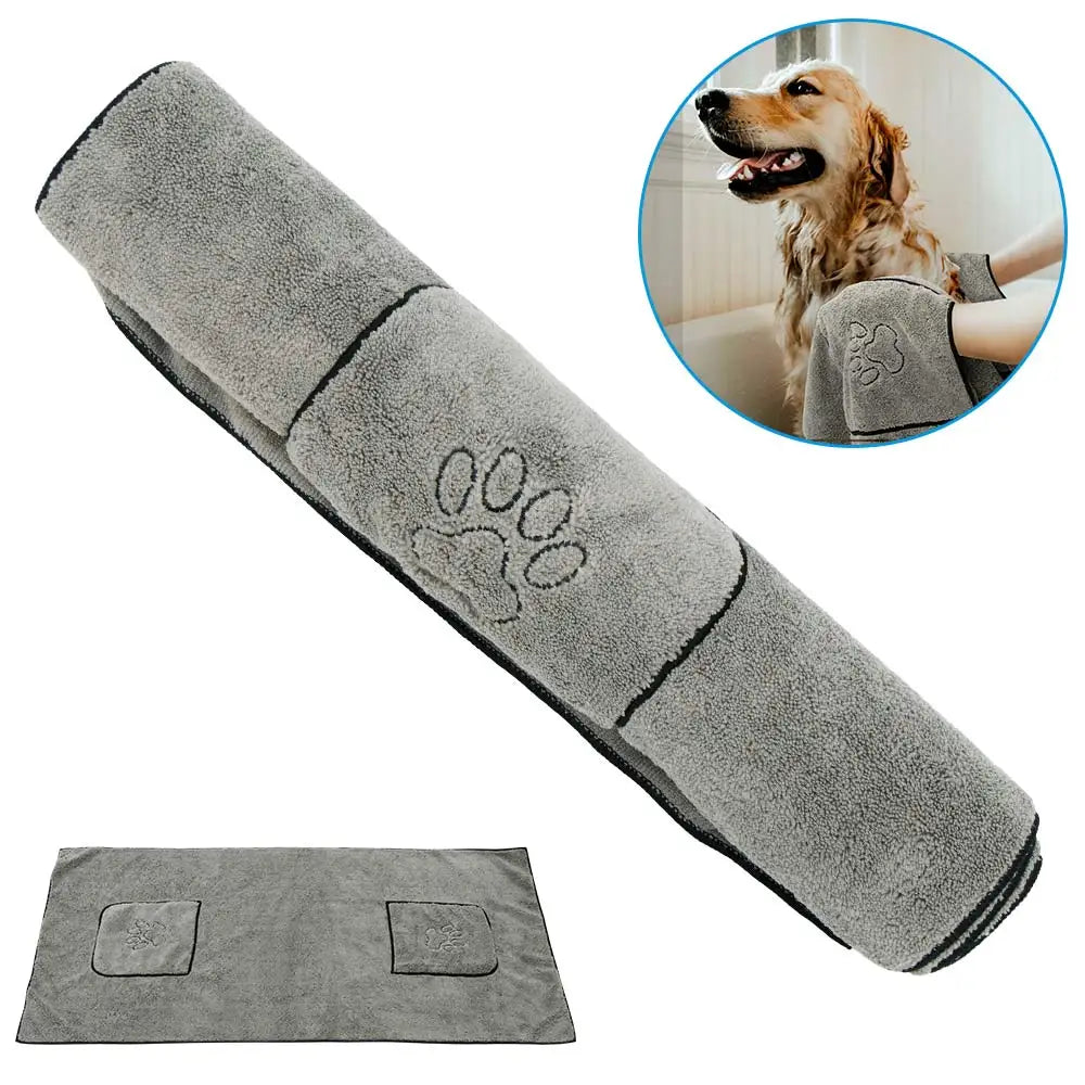 🛁 Super Absorbent Microfiber Pet Bath Towel – Quick-Drying Bathrobe for Dogs & Cats