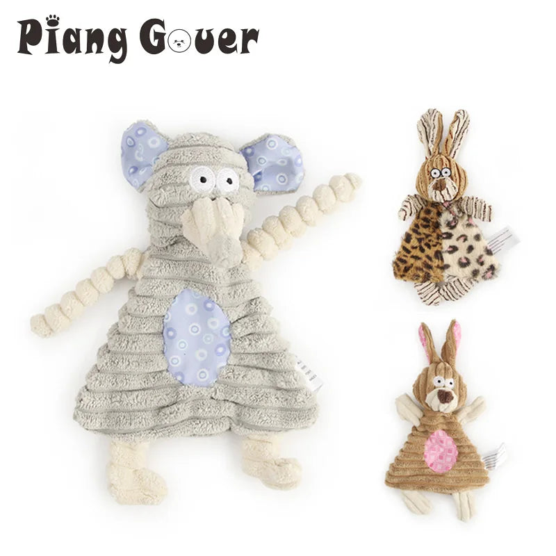 Corduroy Sound Squeaky Pet Toy – Cute Animal Shapes for Small Dogs & Puppies