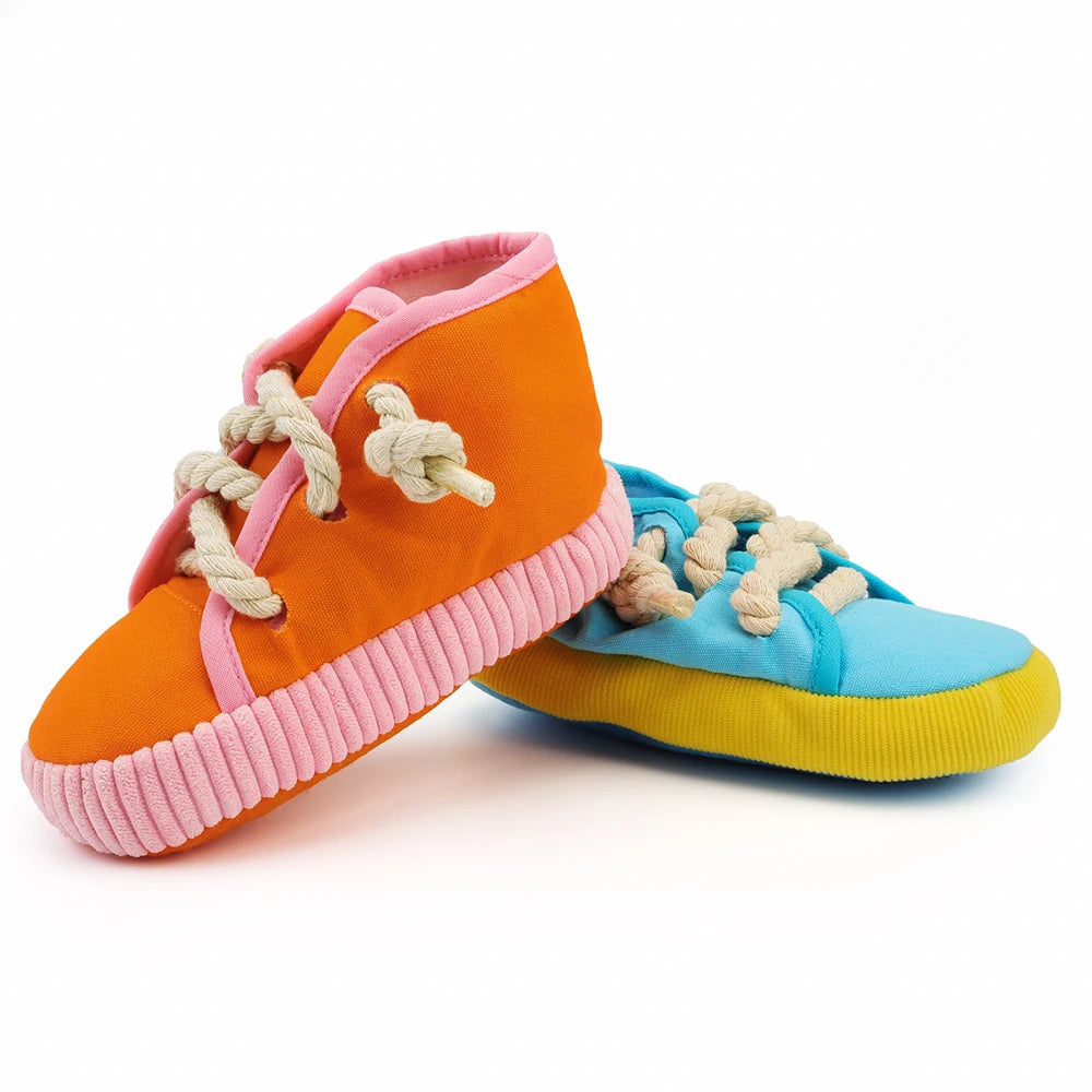 Shoe Plush Pet Toy – Squeaky Rope Chew for Dogs & Cats 👟🐾