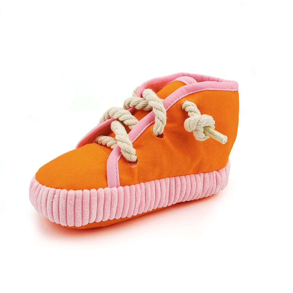 Shoe Plush Pet Toy – Squeaky Rope Chew for Dogs & Cats 👟🐾