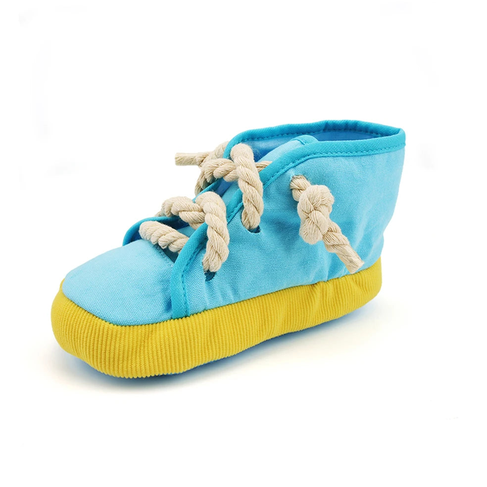 Shoe Plush Pet Toy – Squeaky Rope Chew for Dogs & Cats 👟🐾