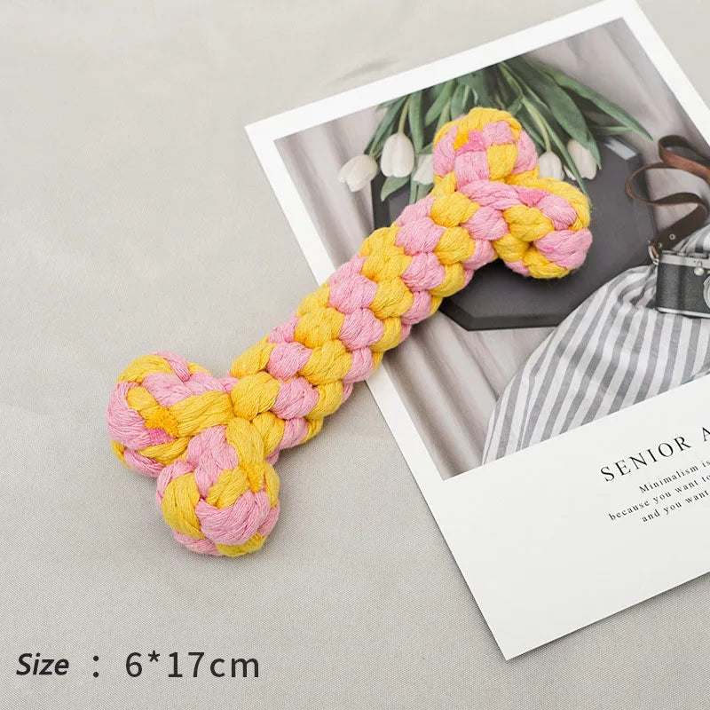 Bite-Resistant Rope Knot Ball Chew Toy for Small Dogs – Teeth Cleaning Puppy Toy