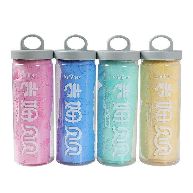 Synthetic Deerskin Pet Bath Towels – Quick-Drying, Lint-Free Towel with Storage Bucket