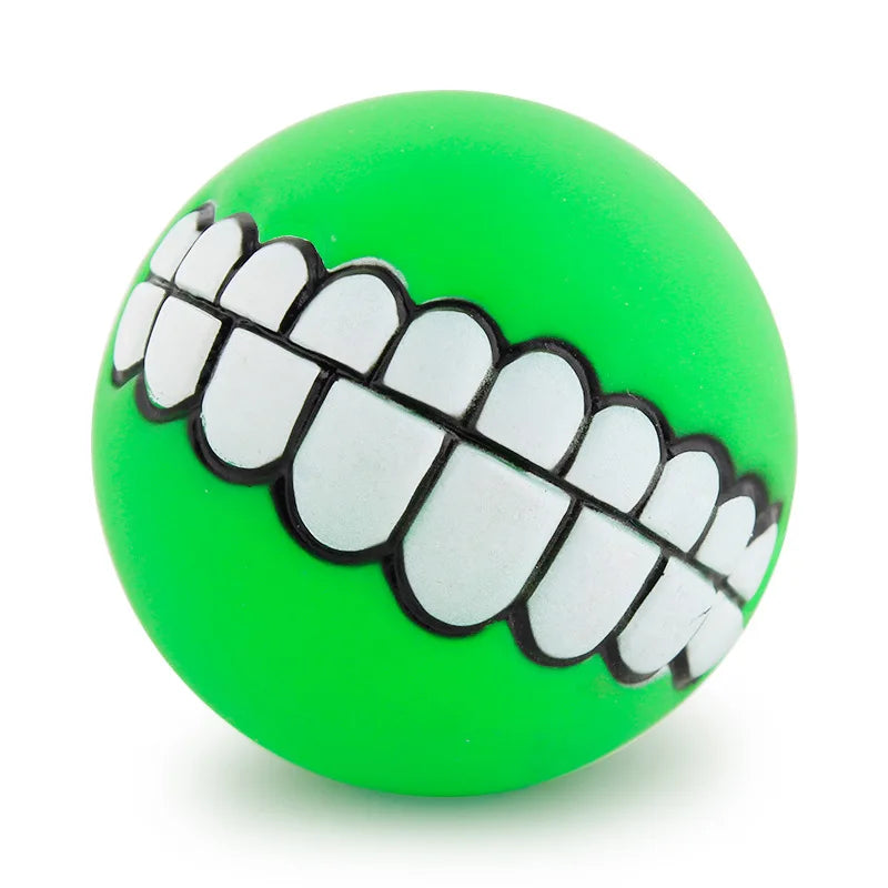 😆 Funny Dog Teeth Ball Toy – Squeaky Silicone Chew Ball for Dogs & Cats 🦷🎾