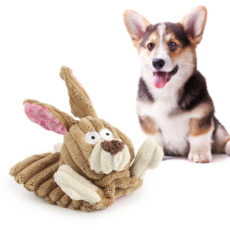 Corduroy Sound Squeaky Pet Toy – Cute Animal Shapes for Small Dogs & Puppies