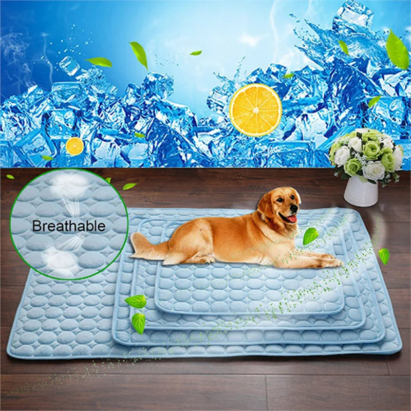 Cooling Dog Mat Summer Pad – Breathable, Washable Pet Blanket & Sofa Bed for Small, Medium, Large Dogs and Cats – Portable for Car Use