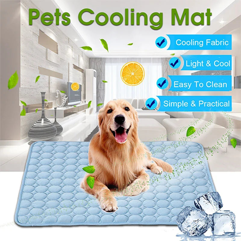 Cooling Dog Mat Summer Pad – Breathable, Washable Pet Blanket & Sofa Bed for Small, Medium, Large Dogs and Cats – Portable for Car Use