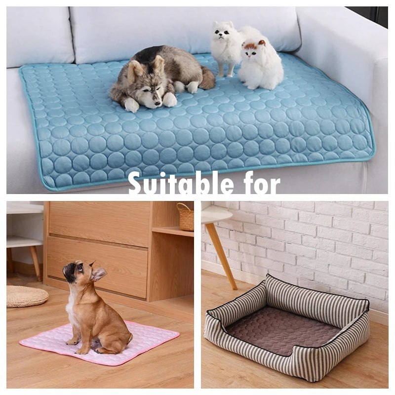 Cooling Dog Mat Summer Pad – Breathable, Washable Pet Blanket & Sofa Bed for Small, Medium, Large Dogs and Cats – Portable for Car Use