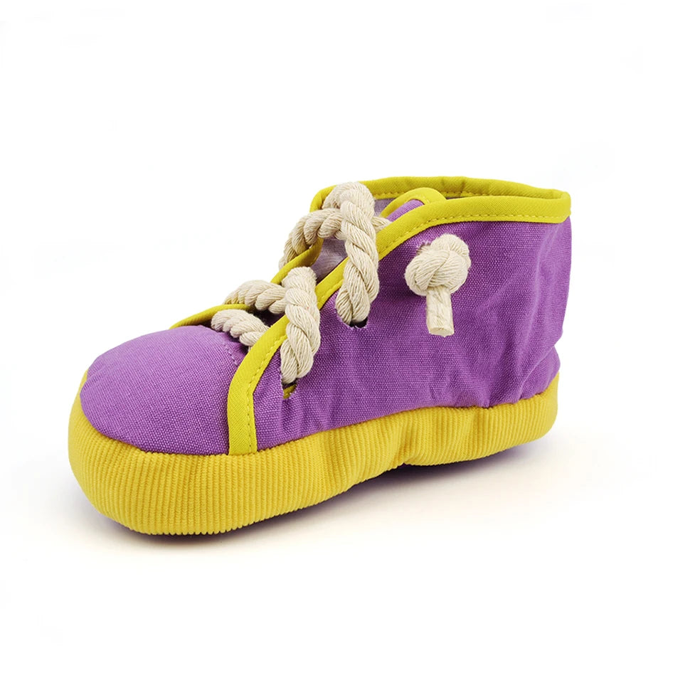 Shoe Plush Pet Toy – Squeaky Rope Chew for Dogs & Cats 👟🐾