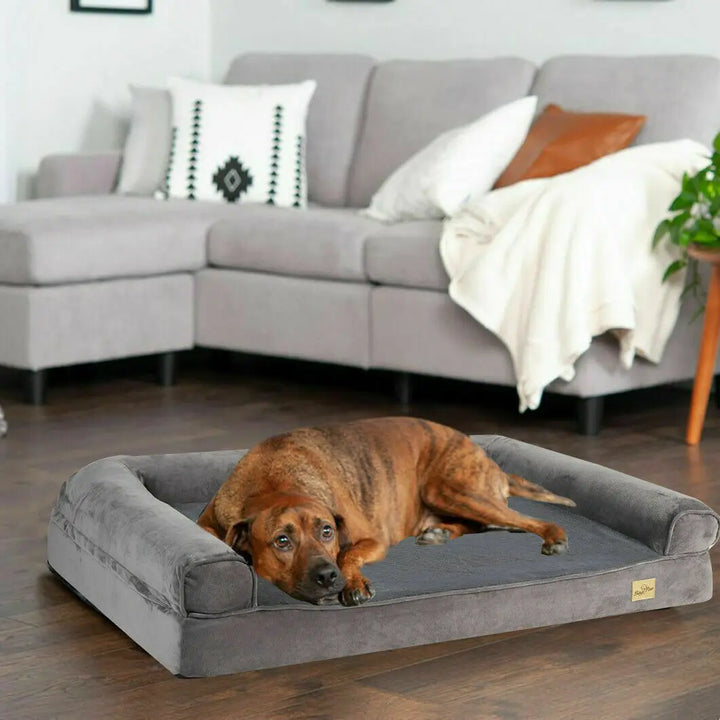 XXL Orthopedic Dog Bed with Bolster – Extra Large Cozy Pet Bed with Washable Cover for Large Breeds