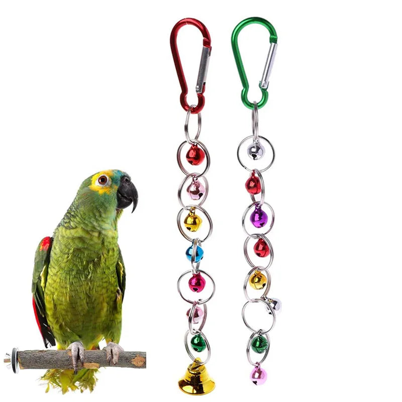 Parrot Hanging Swing Chain Toy with Bells – Bird Chew Ring Toy for Parakeets, Cockatiels, Budgies & More