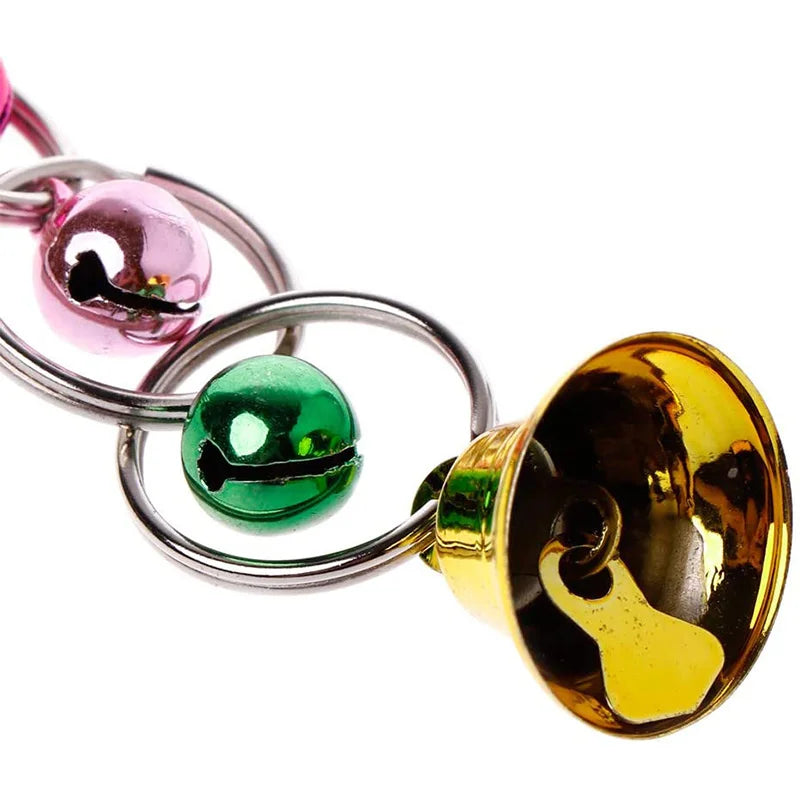 Parrot Hanging Swing Chain Toy with Bells – Bird Chew Ring Toy for Parakeets, Cockatiels, Budgies & More