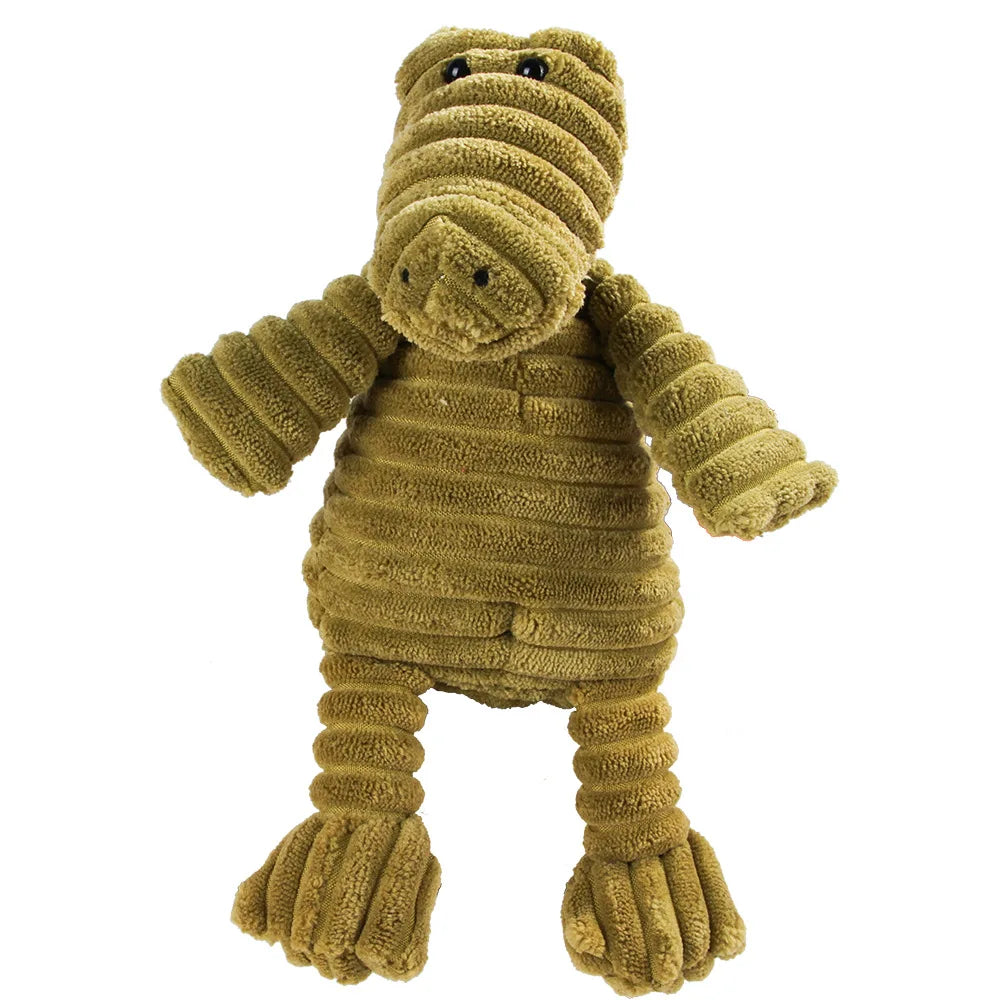 🐵🐷 Corduroy Monkey & Pig Plush Dog Toy – Squeaky, Durable & Fun