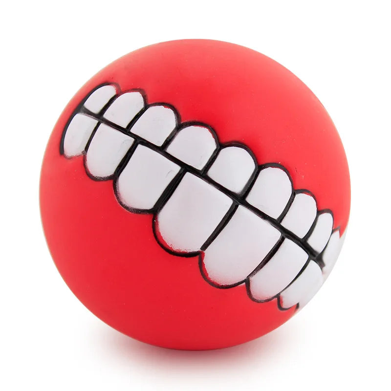 😆 Funny Dog Teeth Ball Toy – Squeaky Silicone Chew Ball for Dogs & Cats 🦷🎾