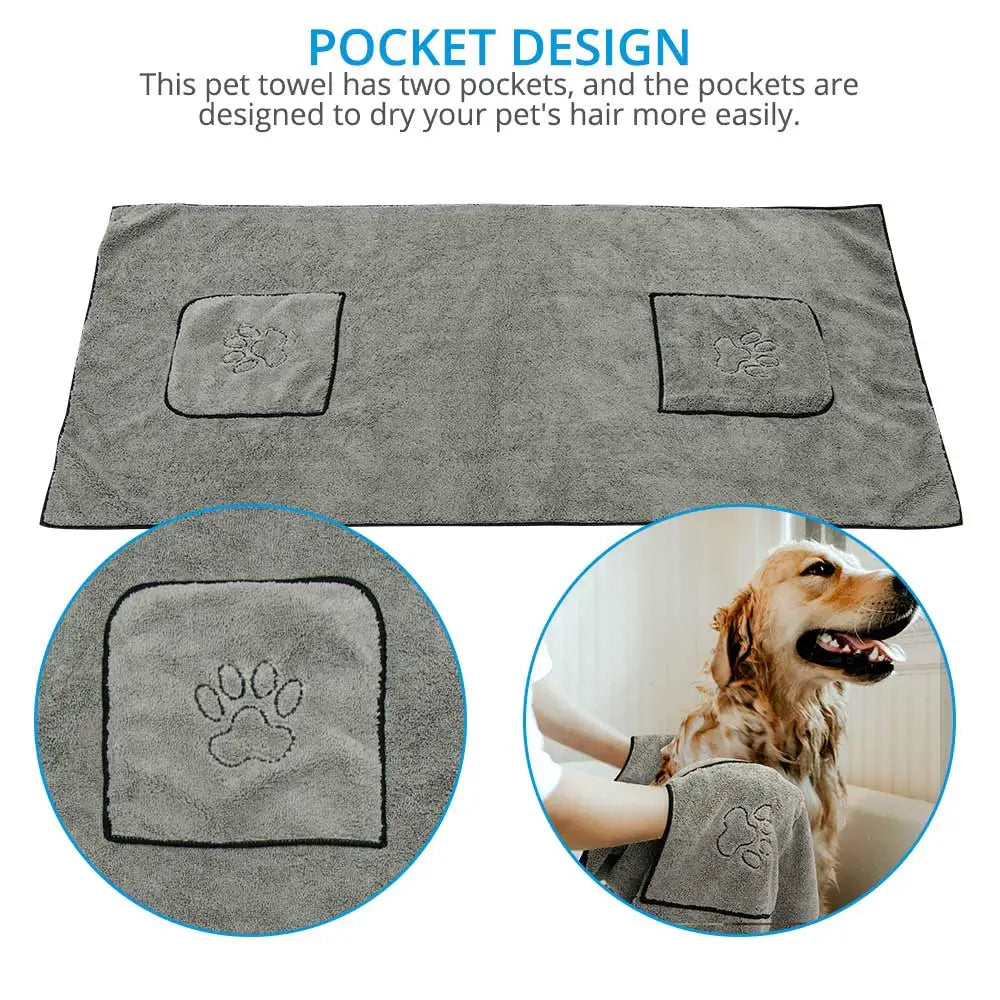 🛁 Super Absorbent Microfiber Pet Bath Towel – Quick-Drying Bathrobe for Dogs & Cats