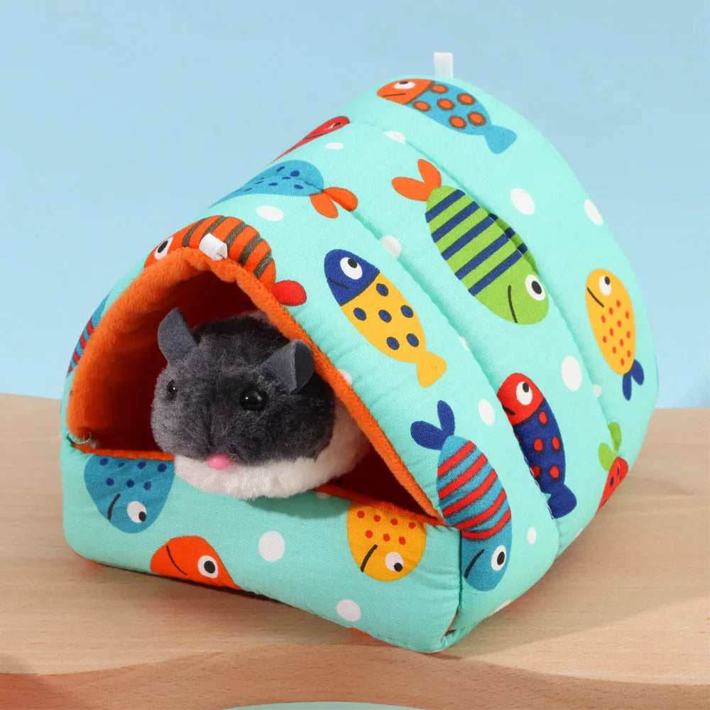 Cartoon Small Animal Bed – Soft Winter Nest for Hamsters, Guinea Pigs, Rabbits, and Squirrels