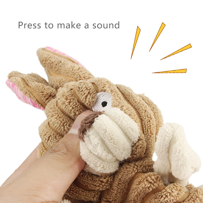 Corduroy Sound Squeaky Pet Toy – Cute Animal Shapes for Small Dogs & Puppies